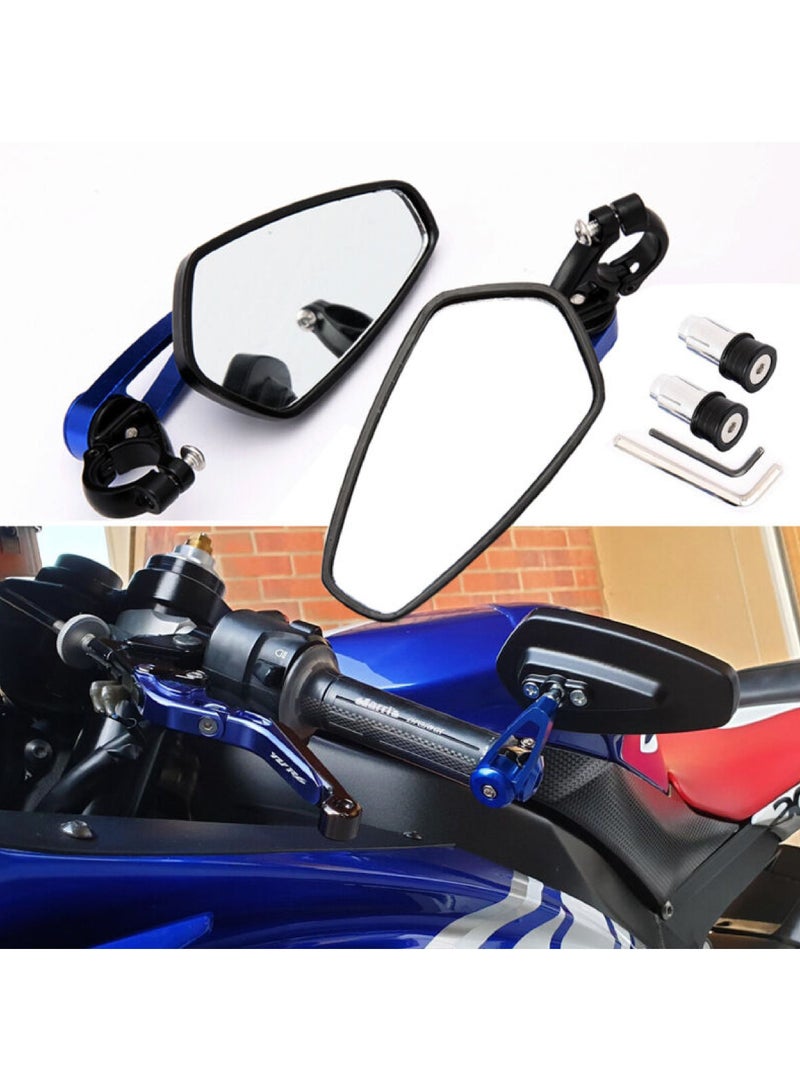 Generic Pair of Motorcycle Handle Bar End Aluminum Rear View Side Mirror Blue  - Image 2
