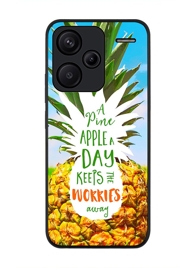 Stylizedd Rugged Black Edge Case for Xiaomi Redmi Note 13 Pro Plus, Slim fit Case Flexible Anti Drop TPU Gel Thin Cover -  Pineapple A Day - Image 1