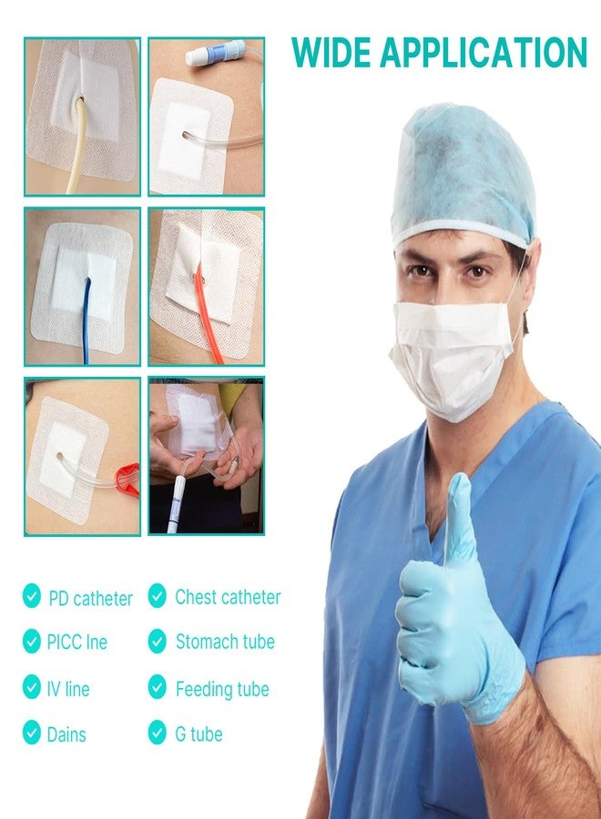NETWALL ضمادات لاصقة لتصريف السوائل، مقاس 4 بوصات × 4 بوصات، مقطوعة مسبقًا لأنابيب التغذية وقسطرة غسيل الكلى وأنابيب التصريف - وسادة ناعمة غير لاصقة - مغلفة بشكل فردي، عبوة من 20 ضمادة للجروح - Image 3