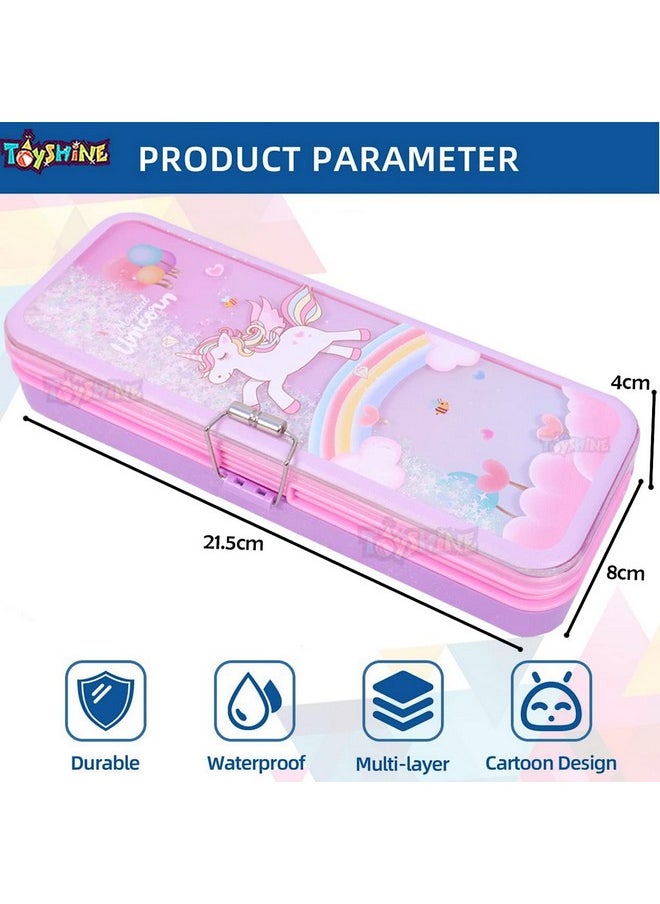 Toyshine Double Compartment Glitter Star Flowing Pencil Box For Kids - Unicorn - Plastic, Pink - pzsku/ZFCDF91C2906BCA0E634CZ/45/_/1737721492/9105fc65-ead8-4c35-af3d-645b5f05118b