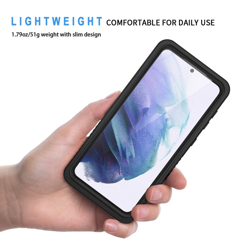 Lanhiem for Samsung Galaxy S21 Case, IP68 Waterproof Dustproof Case with Built-in Screen Protector, Rugged Full Body Shockproof Protective Phone Cover for Galaxy S21 5G 6.2 Inch, Black - Image 2