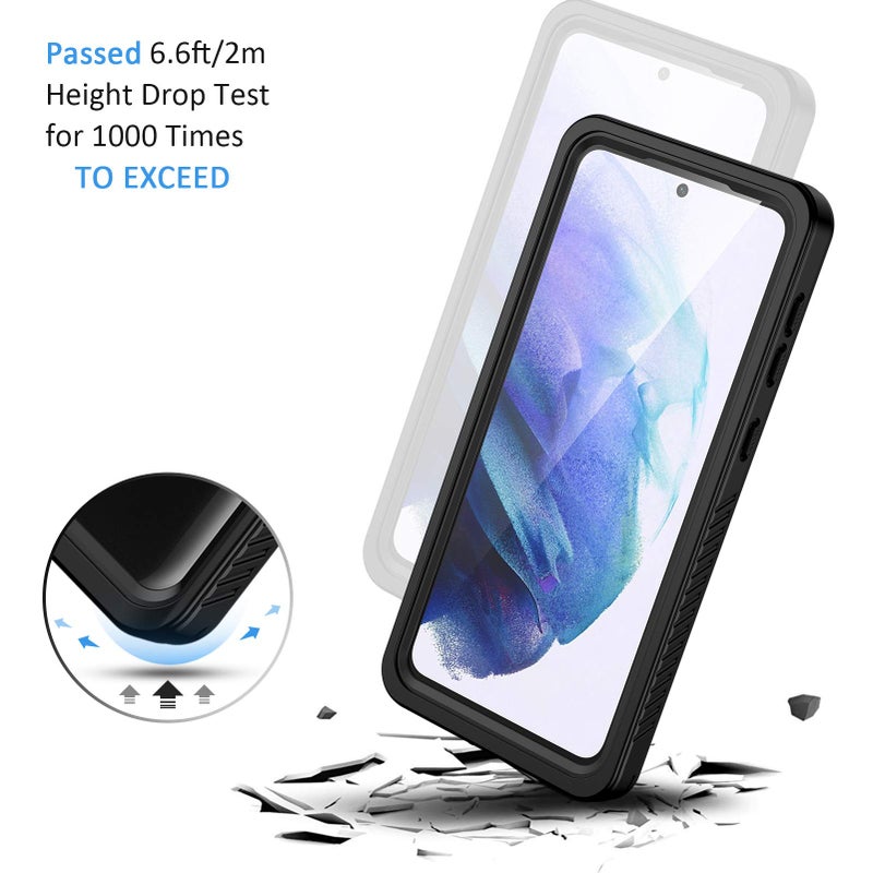 Lanhiem for Samsung Galaxy S21 Case, IP68 Waterproof Dustproof Case with Built-in Screen Protector, Rugged Full Body Shockproof Protective Phone Cover for Galaxy S21 5G 6.2 Inch, Black - Image 4