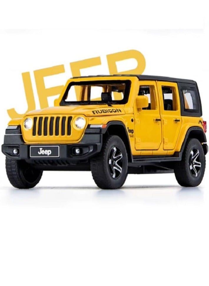 1:32 Scale Compatible with Jeep Rubicon Model Car Toy, Zinc Alloy Pull Back Toy Car with Sound and Light for Kids and Adults (Orange) - Image 1