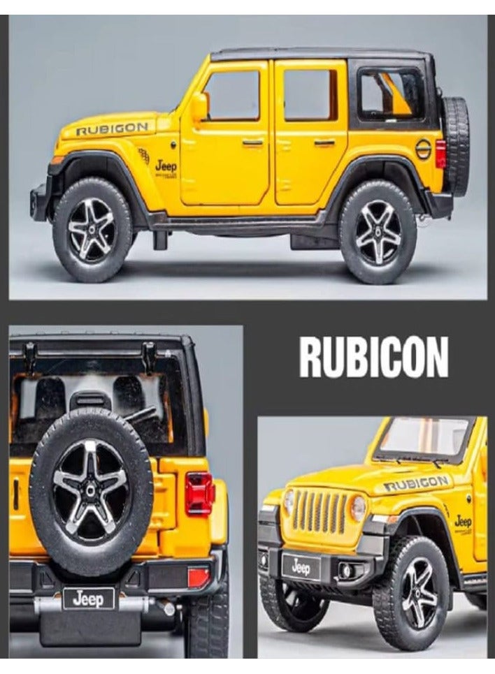 1:32 Scale Compatible with Jeep Rubicon Model Car Toy, Zinc Alloy Pull Back Toy Car with Sound and Light for Kids and Adults (Orange) - Image 2