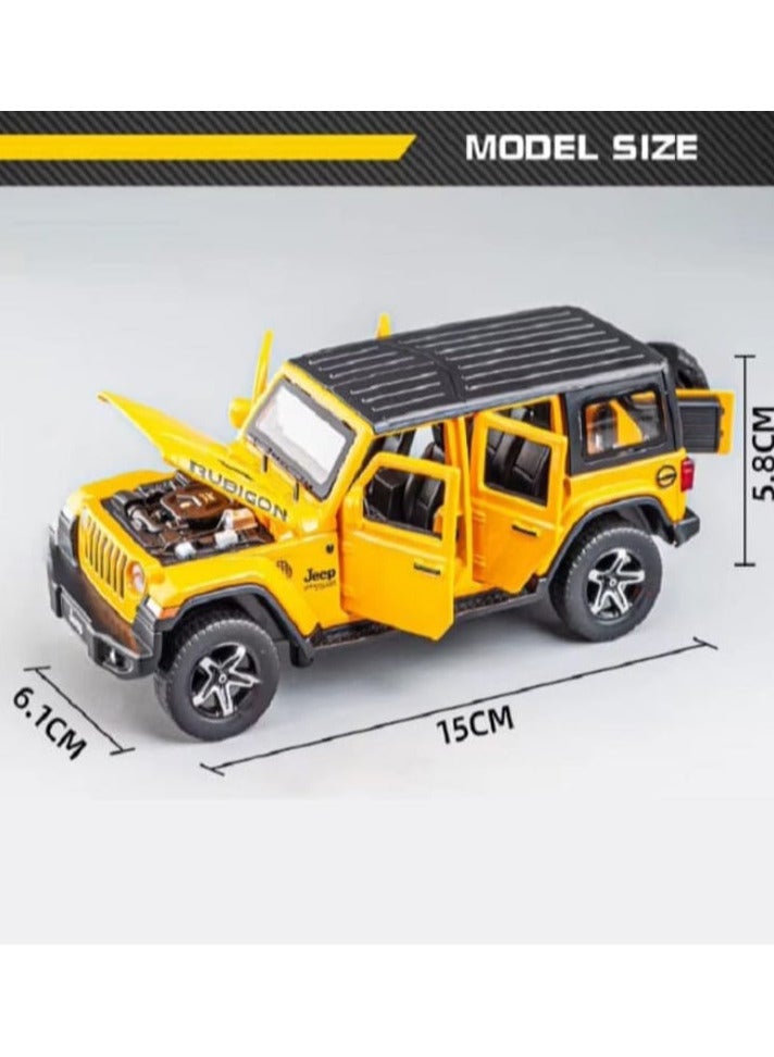 1:32 Scale Compatible with Jeep Rubicon Model Car Toy, Zinc Alloy Pull Back Toy Car with Sound and Light for Kids and Adults (Orange) - Image 3