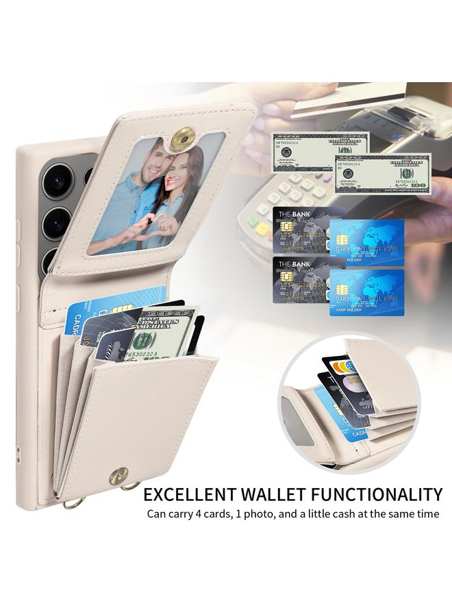 S-TOP Case For Samsung Galaxy S25 Ultra 5G Crossbody Lanyard Zipper Wallet Leather Phone Case - Image 3
