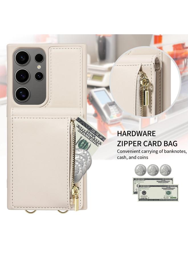 S-TOP Case For Samsung Galaxy S25 Ultra 5G Crossbody Lanyard Zipper Wallet Leather Phone Case - Image 4
