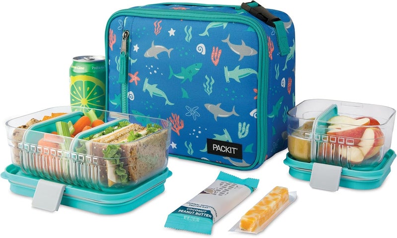 Pac-Kit Freezable Classic Lunch Box, Sea Shark, Built with EcoFreeze Technology, Collapsible, Reusable, Zip Closure With Zip Front Pocket and Buckle Handle, Designed for Fresh Lunch On the Go - Image 5