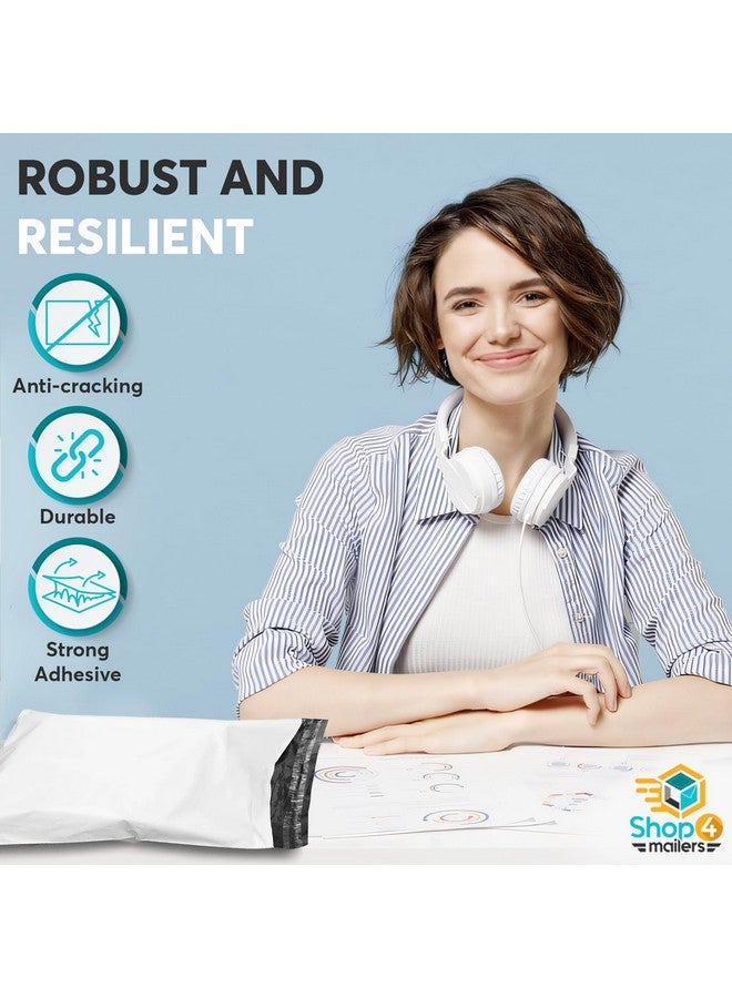 Shop4Mailers 9 X 12 Glossy White Plastic Self Seal Poly Mailer Flat Bags Waterproof Shipping Envelope 2.17 Mil For Apparel Clothes Shirts Books Permanent Adhesive Seal (100 Pack) - Image 4