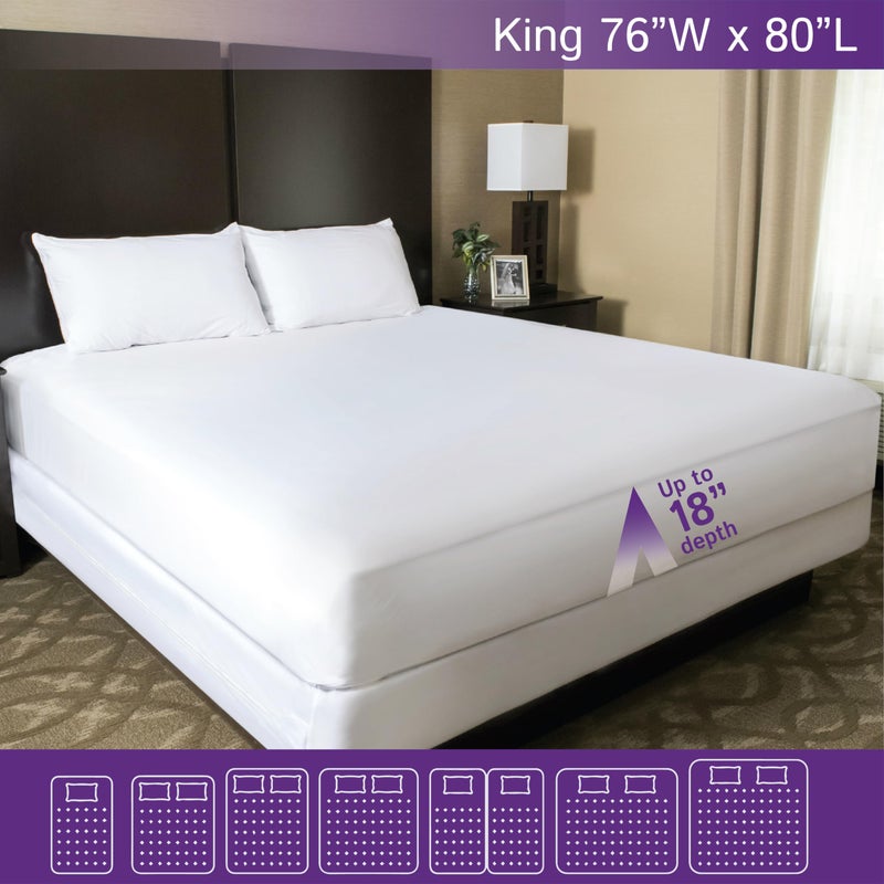 Four Seasons Essentials King Size Waterproof Mattress Protector - Fitted Sheet Style - Hypoallergenic Premium Quality Cover Protects Against Dust, Allergens - Image 3