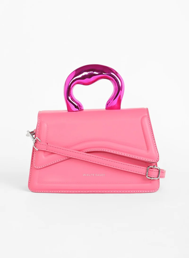 Haute Sauce  The Caldera Gloss Hand Bag - Rouge Pink for Women | Best Price UAE