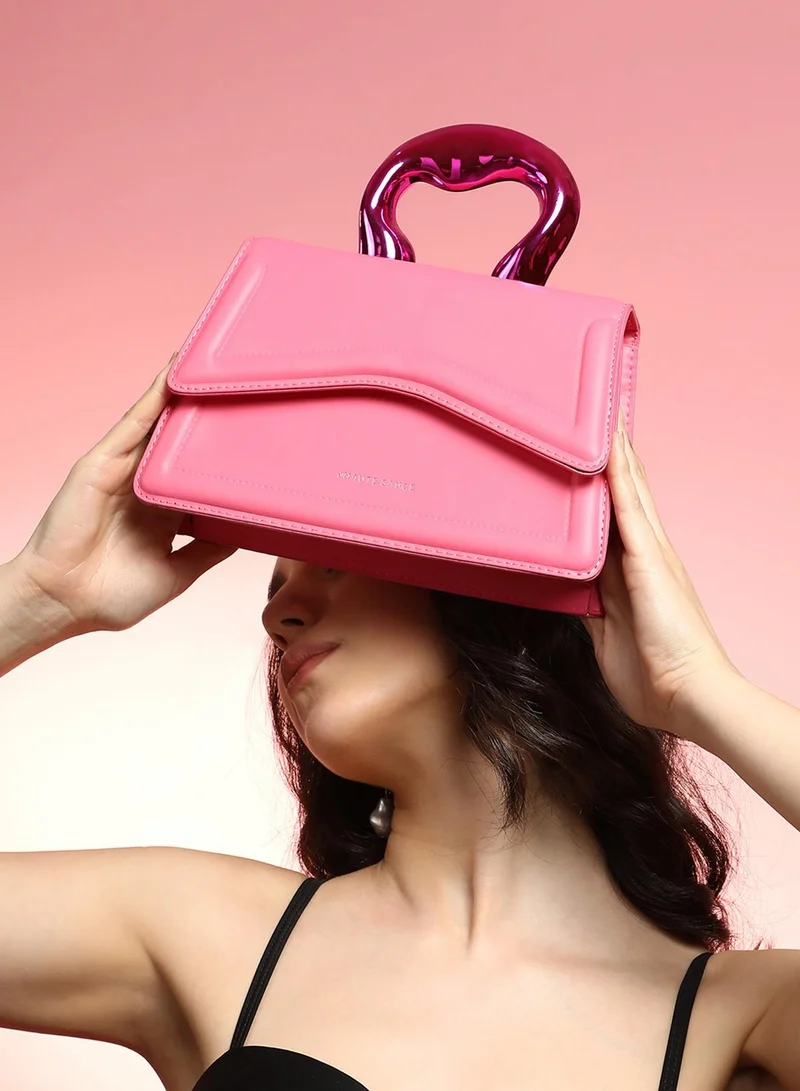 Haute Sauce  The Caldera Gloss Hand Bag - Rouge Pink for Women | Best Price UAE