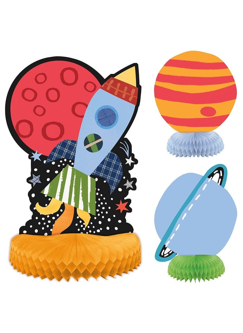 Unique Outer Space Table Decorations Cardboard 15-35cm 3-Pack - Image 1