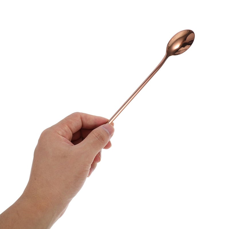 2Pcs Rose Gold Stainless Steel Long Handle Bar Mixing Spoon Ice Spoon 24cm - Image 5