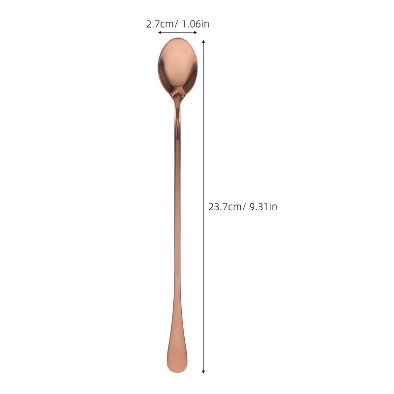 2Pcs Rose Gold Stainless Steel Long Handle Bar Mixing Spoon Ice Spoon 24cm - Image 3