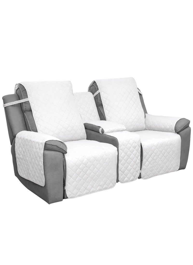 Easy-Going EasyGoing Loveseat Recliner Cover with Console Reversible Couch Cover for Living Room Split Sofa Cover for Each Seat with Elastic Straps for Dogs Pets2 Seater WhiteWhite 