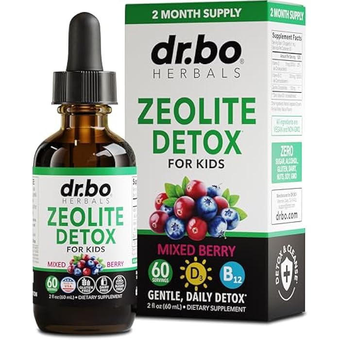 dr.bo Zeolite Detox for Kids Liquid Drops - Advanced Clinoptilolite with Pure Vitamins B12 & D - Kids Gentle Body Daily Cleanse Focus & Speech Extra Clinoptilolite Zeolite Drops Detox Cleanse Supplement 2oz - Image 1