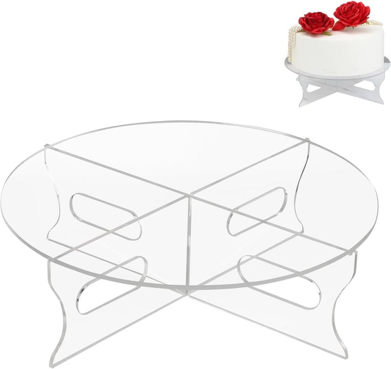 TPGP KVMORZE Acrylic Round Cake Stand with Base - 12" Clear Cupcake Holder Dessert Display Stand - Image 1