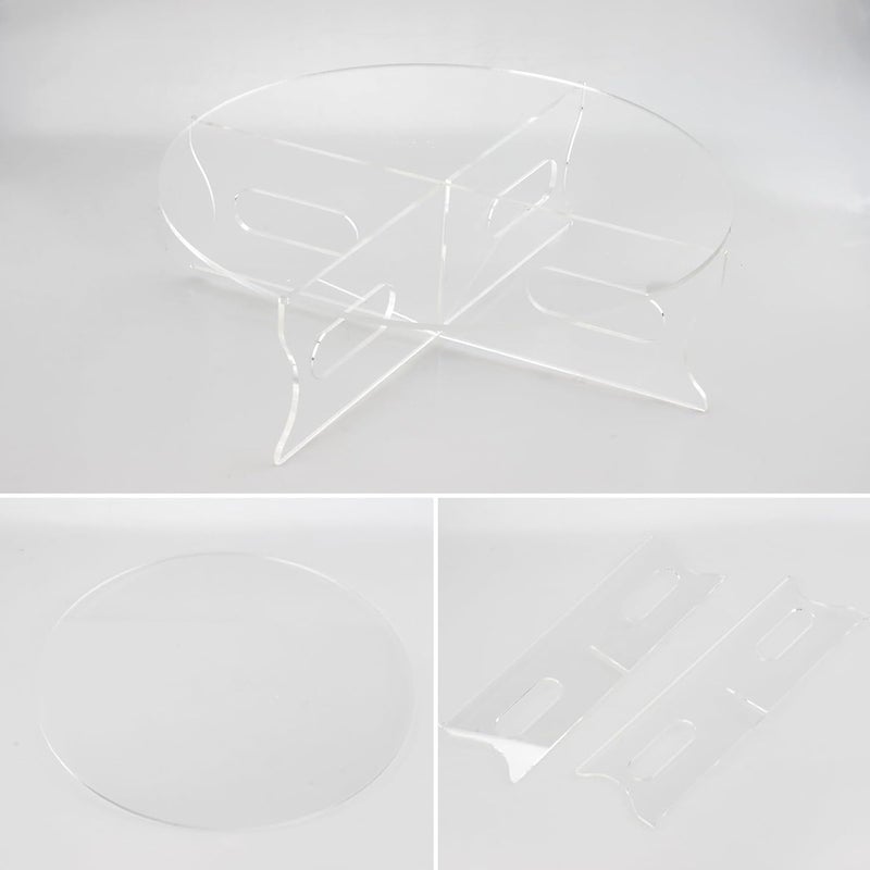 TPGP KVMORZE Acrylic Round Cake Stand with Base - 12" Clear Cupcake Holder Dessert Display Stand - Image 2