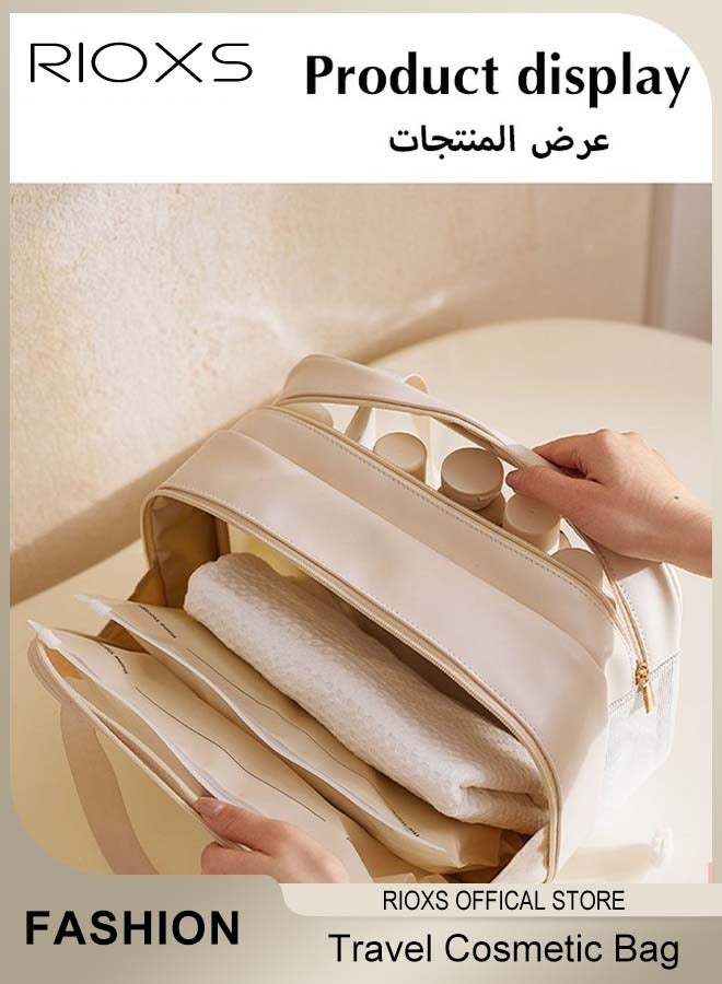 RIOXS Clear Cosmetic Bag Vinyl Air Travel Toiletry Bags Bulk Water Resistant PVC Packing Cubes with Zipper Closure & Carry Handle for Women Baby Men, Make-up brush Case Beach Pool Spa Gym Bag with Shoe Stor - Image 2