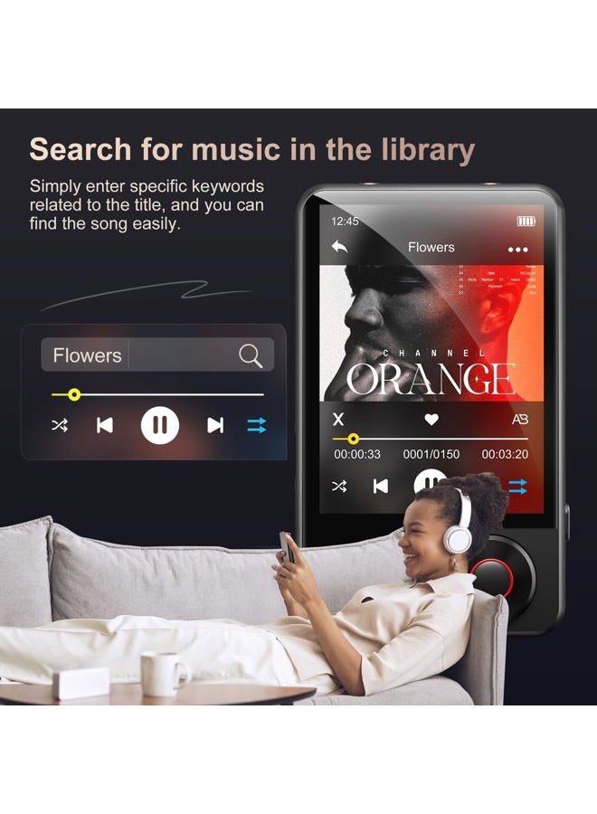 MECHEN 128GB MP3 Player with Bluetooth - MECHEN D53 Portable MP3 Touch Screen Music Player with HiFi Speaker, 2.4" Screen MP3 Player with Voice Recorder, FM Radio, Support up to 512GB SD Card - Image 3