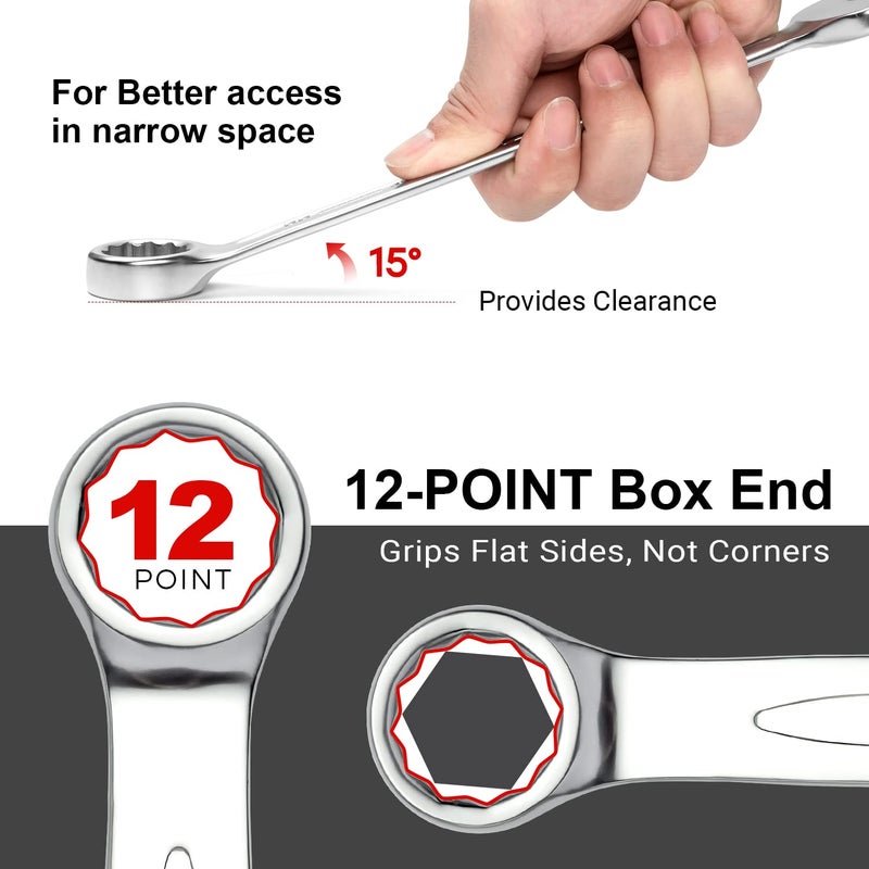 Jetech 22mm Combination Wrench - Industrial Grade Spanner with 12-Point Design, 15-Degree Offset, Made with Durable Chrome Vanadium Steel in Sand Blasted Finish, Forged, Heat-Treated, Metric - Image 4