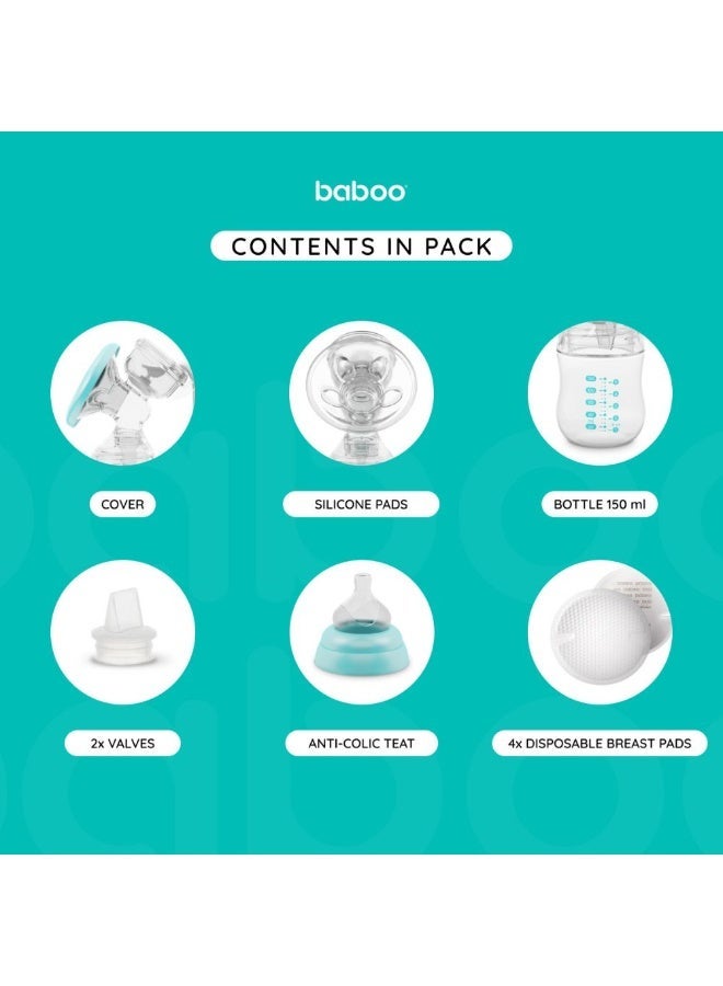 Baboo مضخة ثدي يدوية مع 4 مستويات من الشفط ومجموعة تغذية بالزجاجة - 130 مل - Image 3