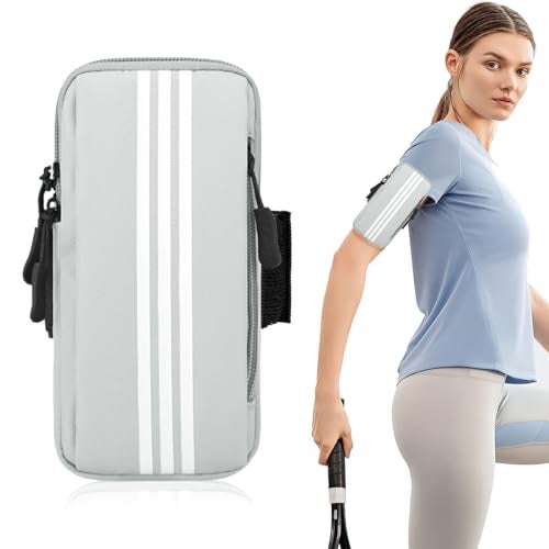 Optifit® Waterproof Running Armband Phone Holder with Anti-Slip Elastic Strap for 6.7'' Smartphones, Breathable & Durable Arm Bag for Men, Women, Outdoor Fitness, Jogging, Hiking, Grey - Image 1