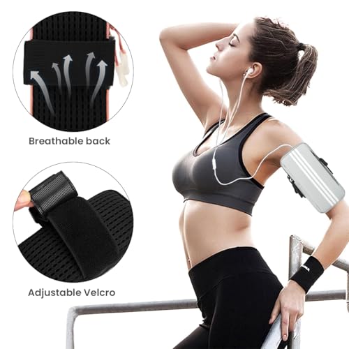 Optifit® Waterproof Running Armband Phone Holder with Anti-Slip Elastic Strap for 6.7'' Smartphones, Breathable & Durable Arm Bag for Men, Women, Outdoor Fitness, Jogging, Hiking, Grey - Image 5