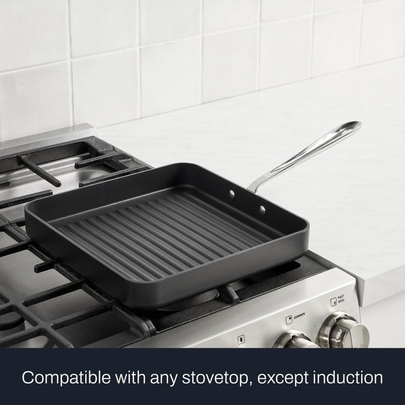 All-Clad HA1 Hard Anodized Nonstick Grill 11x11 Inch Oven Safe 350F Pots and Pans, Cookware Black - Image 2