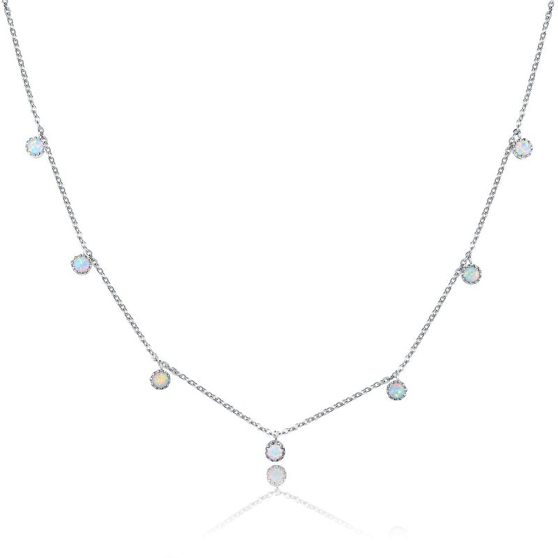 Barzel 18K White Gold Plated Created Fire Opal Necklace In 18 Inches with 2 Inches Extension (White Gold) - Image 4