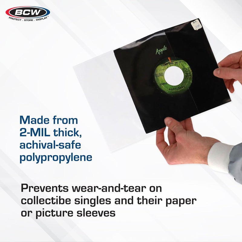 BCW 45 RPM Record Sleeves - 100 Count, 2 Mil Polypropylene for 7 Inch Vinyl Records - Image 4