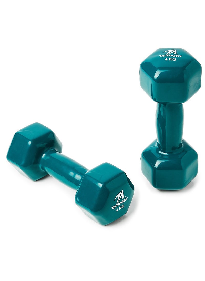 TA SPORT Vinyl Dipping Hex Dumbbell 4kg Durable PVC Coating  - Image 3