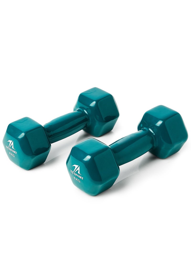 TA SPORT Vinyl Dipping Hex Dumbbell 4kg Durable PVC Coating  - Image 1