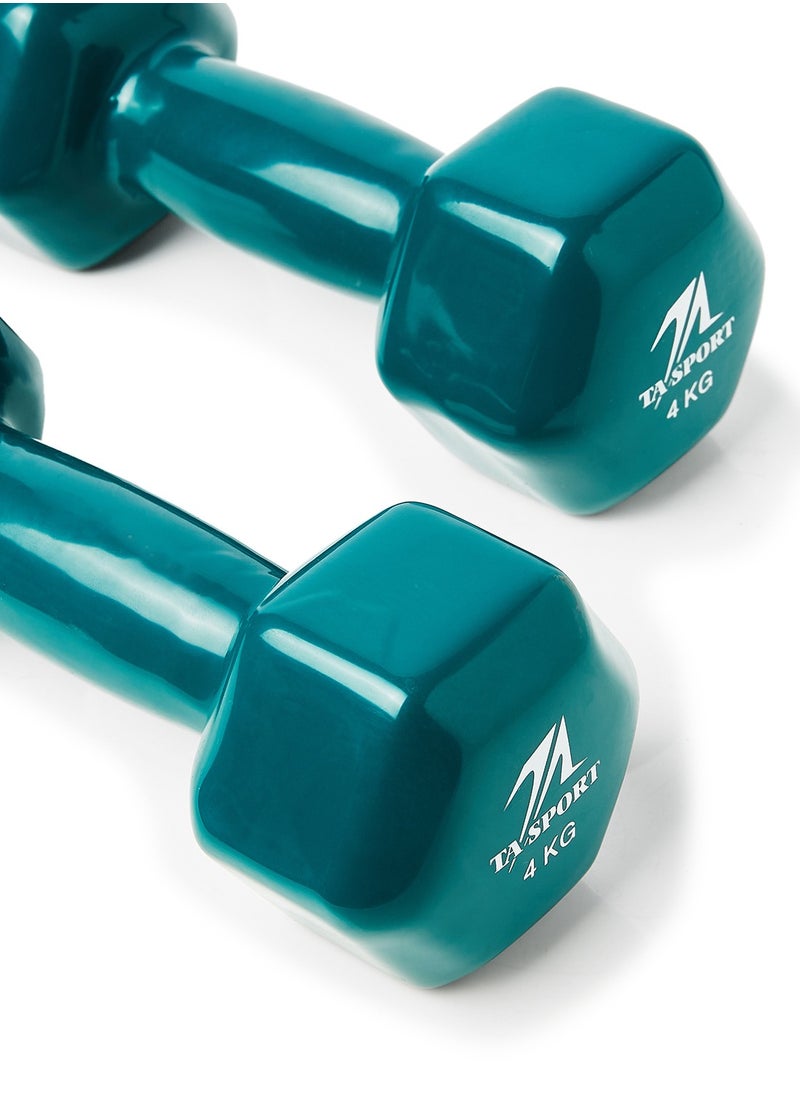 TA SPORT Vinyl Dipping Hex Dumbbell 4kg Durable PVC Coating  - Image 4