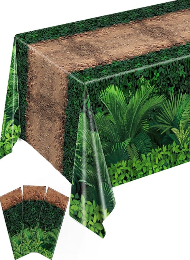 Oigco مفرش طاولة Oigco Forest Path، زينة عيد ميلاد ديناصورات، غطاء طاولة بلاستيكي للاستخدام مرة واحدة بتصميم ديناصورات، مناسب للنزهات والتخييم وأعياد الميلاد في الغابات، 54 × 108 بوصة - Image 1