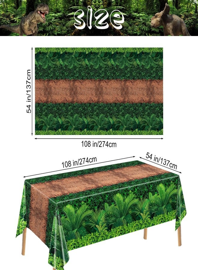 Oigco مفرش طاولة Oigco Forest Path، زينة عيد ميلاد ديناصورات، غطاء طاولة بلاستيكي للاستخدام مرة واحدة بتصميم ديناصورات، مناسب للنزهات والتخييم وأعياد الميلاد في الغابات، 54 × 108 بوصة - Image 2