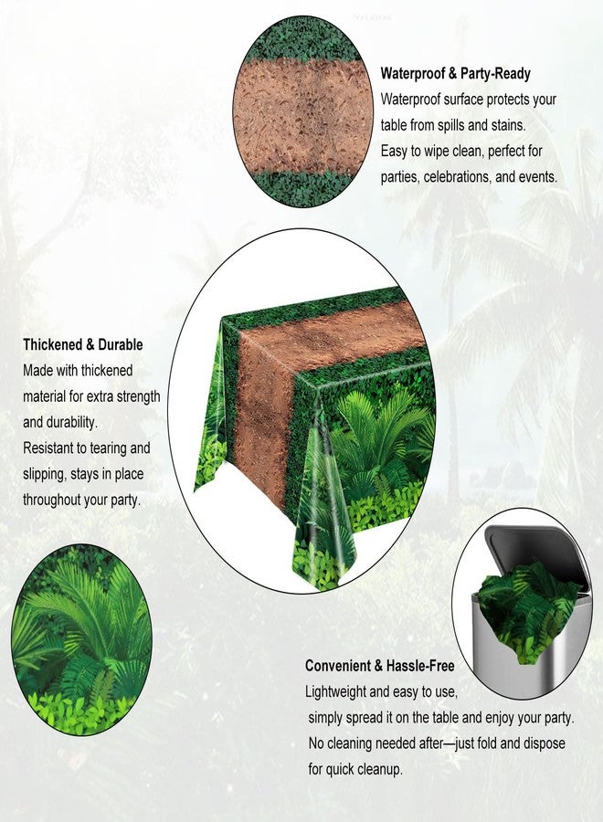 Oigco مفرش طاولة Oigco Forest Path، زينة عيد ميلاد ديناصورات، غطاء طاولة بلاستيكي للاستخدام مرة واحدة بتصميم ديناصورات، مناسب للنزهات والتخييم وأعياد الميلاد في الغابات، 54 × 108 بوصة - Image 3