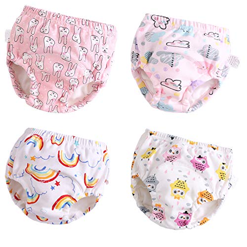 U0U Toddler Potty Training Pants 4 Pack,Cotton Training Underwear Size 2T,3T,4T,Waterproof Underwear for Kids Pink 4T - Image 1