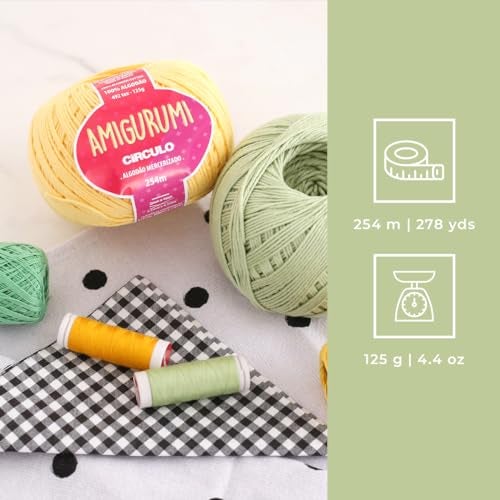CÃRCULO Circulo Amigurumi Cotton - 100% Mercerized Brazilian Virgin Cotton, Soft White Yarn for Crocheting and Knitting, Sport Weight, 4.4 oz, 278 yds - Color 8001 - Image 4