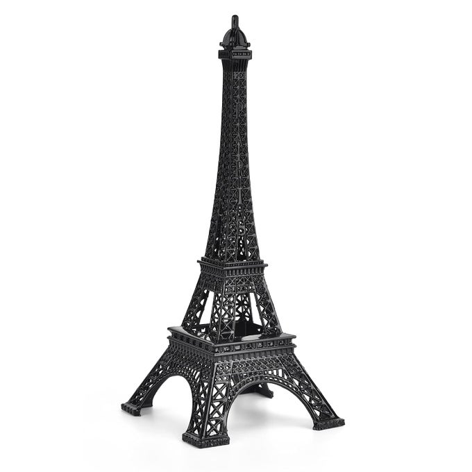 Black Metal Eiffel Tower Statue 10inch Decorative Figurine Replica Stand Holder for Cake Topper Table Decor Gift Party Home Decoration