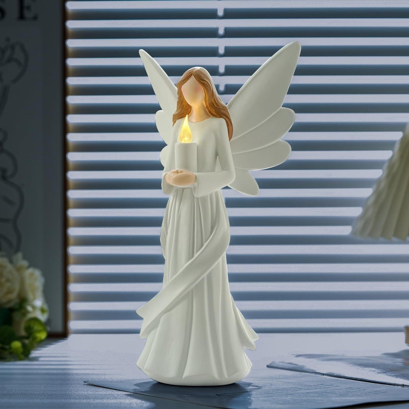 Starryfill Angel Figurine Statue Sculpture Holds Candle,As Gift Symbolizes Brightness and Health for Your Family Friends or Home Decoration - Image 1