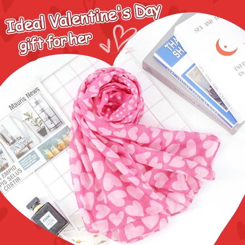 E-Clover Scarfs for Women Heart Scarf Valentines Scarves Shawl Pink Loving Gifts Pink Mothers Day Gifts - Image 4
