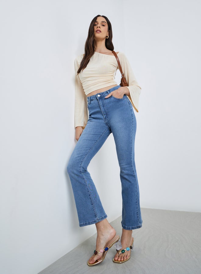 Styli Mid Rise Boot Cut Faded Jeans - Image 1