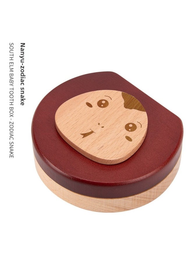 Generic Wooden Children's Teeth Storage Box Baby Nail Clippers Weekly Commemorative Belly Button Collection Box For 1-3-5 Years Old-Specifications:Snake (Deciduous Box)  - Image 1