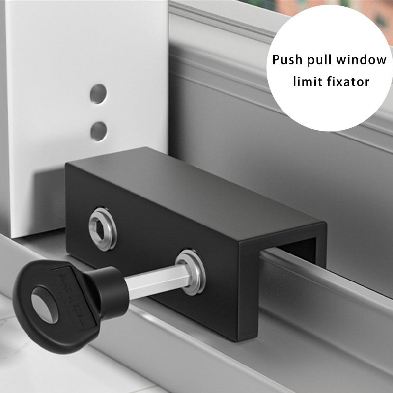 Adjustable Aluminum Alloy Sliding Security Window Door Stopper Black 16mm Short - Image 5