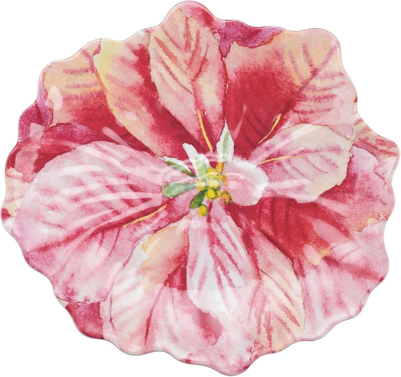 UP UPware Poinsettias Melamine Dessert Plates FloralShaped Small Serving Plates for Appetizer Snacks and Side Dishes Pink 75 x 7 Inch Set of 4 - Image 4