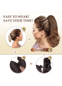 SOFEIYAN 13" Ponytail Extension Long Curly Ponytail Clip in Claw Hair Extension Natural Looking Synthetic Hairpiece for Women, Auburn Mix  - Image 4