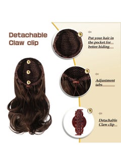 SOFEIYAN 13" Ponytail Extension Long Curly Ponytail Clip in Claw Hair Extension Natural Looking Synthetic Hairpiece for Women, Auburn Mix  - Image 5