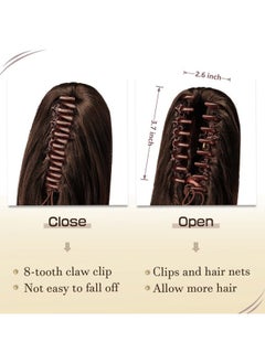 SOFEIYAN 13" Ponytail Extension Long Curly Ponytail Clip in Claw Hair Extension Natural Looking Synthetic Hairpiece for Women, Auburn Mix  - Image 3